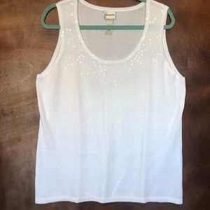 Chico’s white knit top with sequins